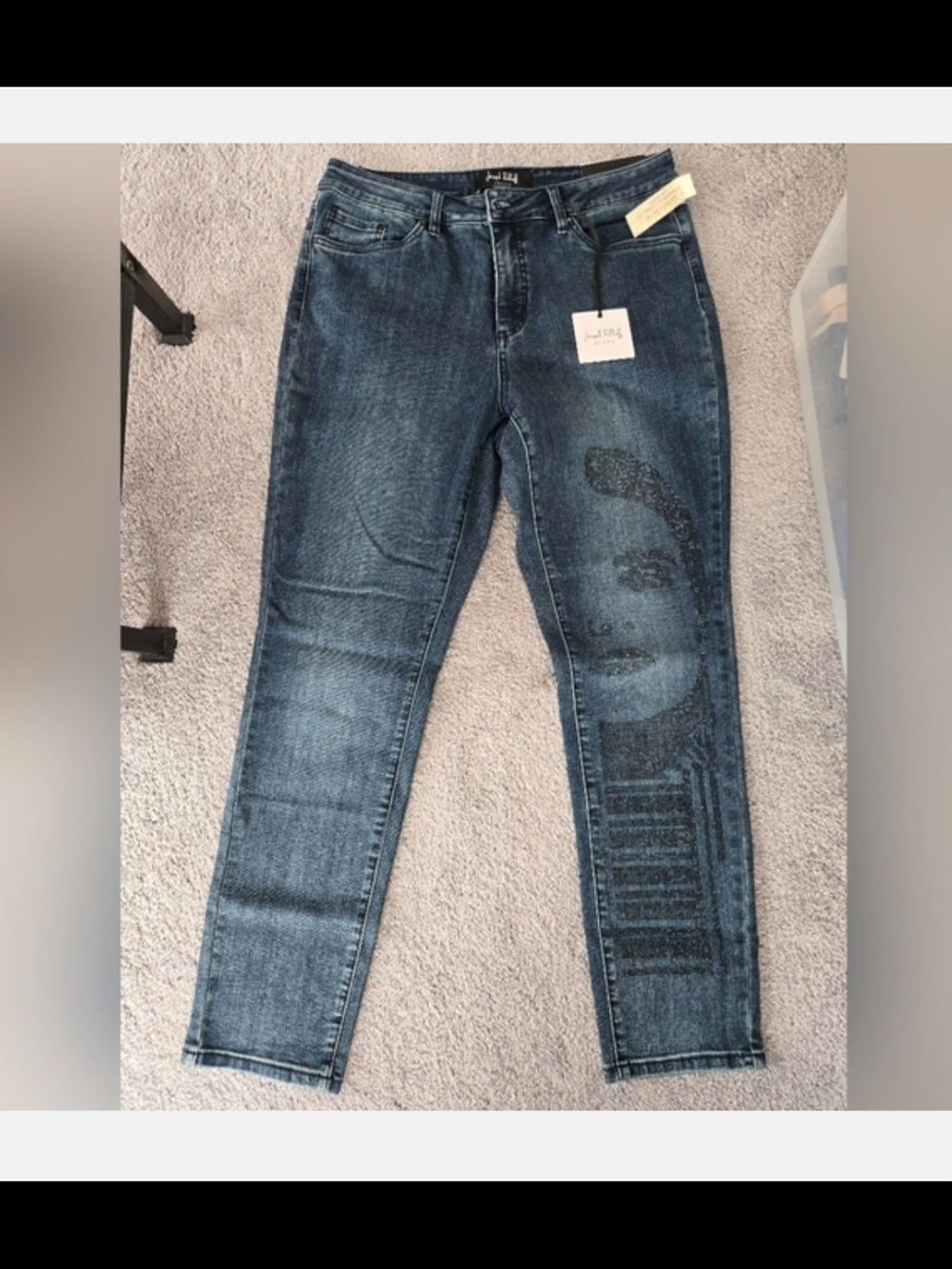 Joseph Ribkoff Dark Blue Skinny Jeans with Subtle Embellishment